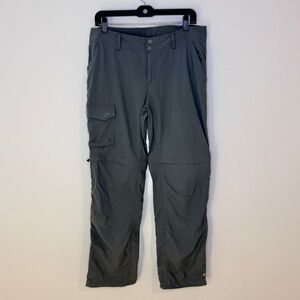 Columbia Dark Gray Cargo Nylon Mid Rise Capri Hiking Zip Off Pants Shorts Sz 10